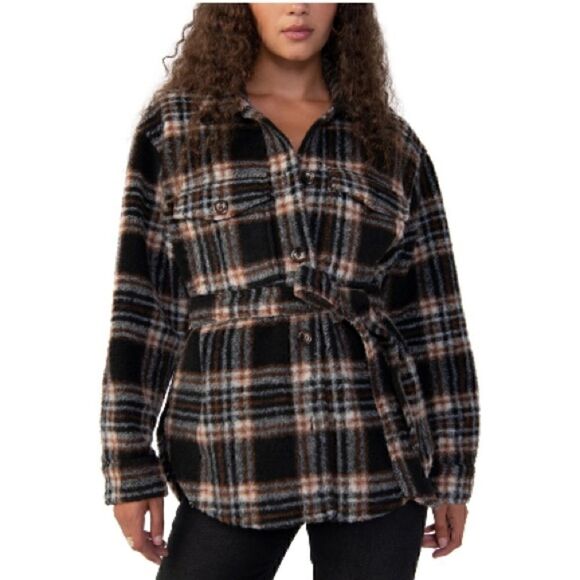 NEW SANCTUARY shay shacket in essex plaid  jacket, coat size XXL - Picture 2 of 11